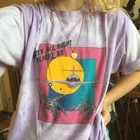 Женская футболка kuakuayu HJN, футболка в стиле ретро с надписью All Night Flight 88, модные топы в стиле 90-х фиолетового и белого цветов