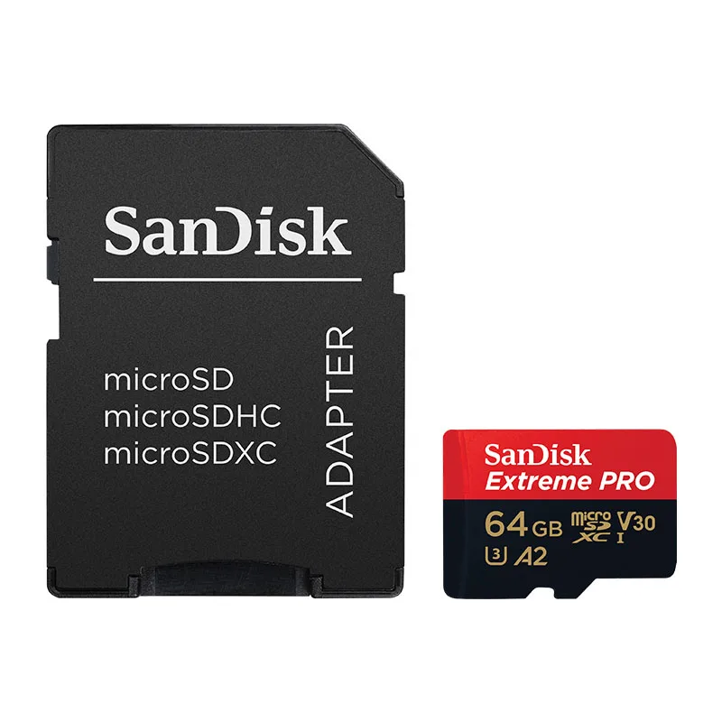 Двойной Флеш-накопитель SanDisk Extreme PRo microSDXC UHS-I 64 Гб 128 Гб карта памяти micro SD карты TF 170 МБ/с. Class10 U3 A2 с адаптером SD - Емкость: 64 ГБ