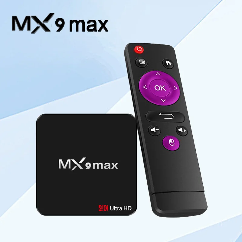MX9 Max 4 ядра 64bit Android 7 1 Smart ТВ коробка RK3328 2G Оперативная память 16G Встроенная 2 4G WI-FI K