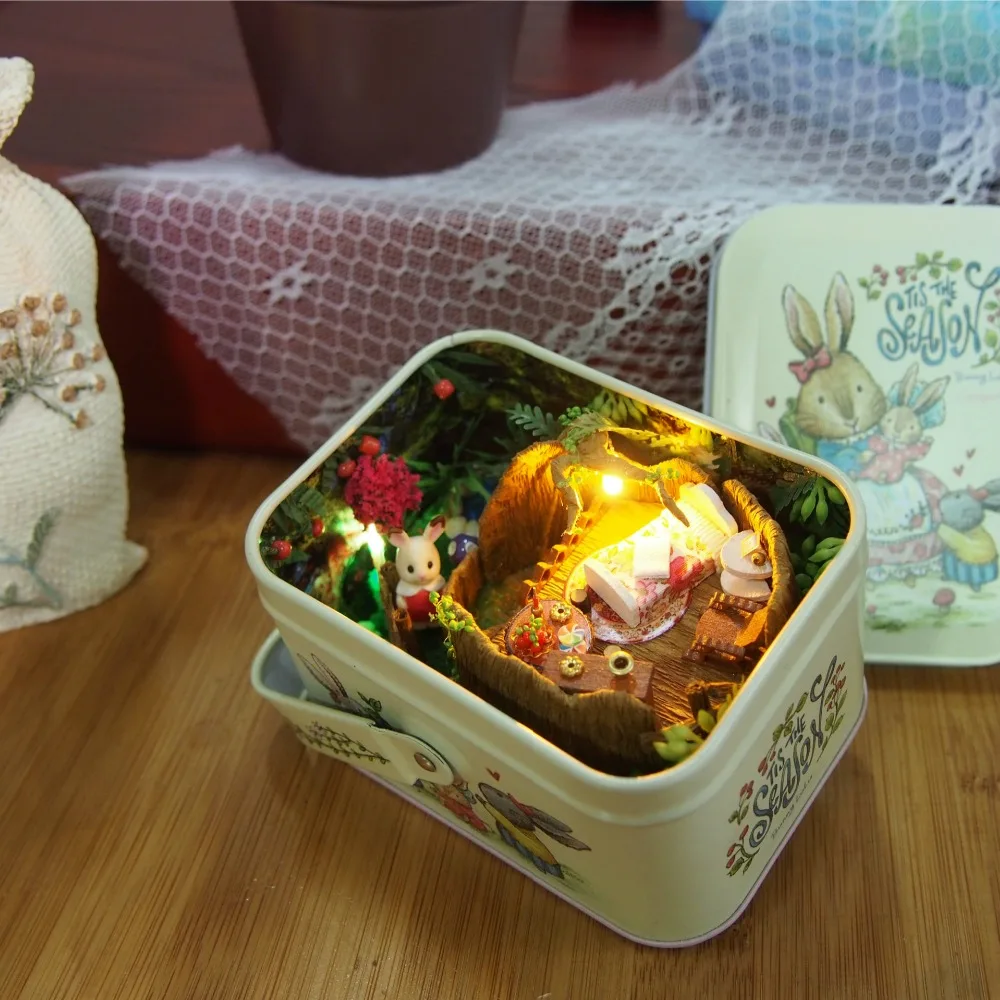 Железная коробка 3D деревянная DIY коробка ручной работы театральный кукольный домик миниатюрная коробка милый мини кукольный дом сборные наборы подарочные игрушки