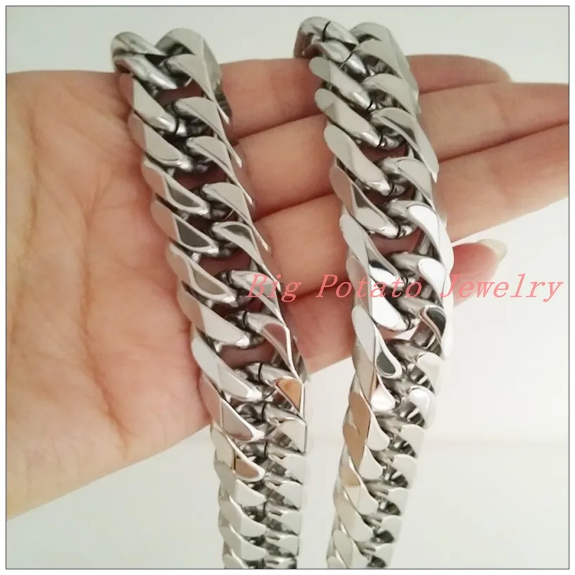 Ожерелье из кубинской панцирной цепи колье нержавеющей стали серебристого цвета