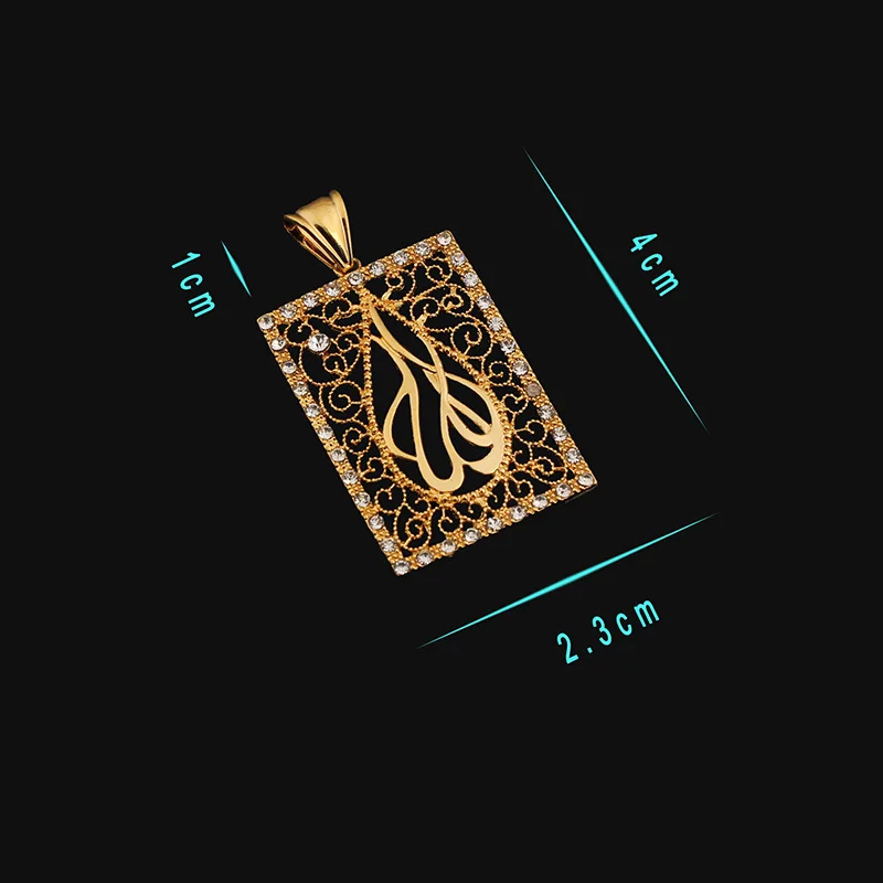 Бренд JH винтажные Подвески золотого цвета для ожерелья Аллах с цирконом