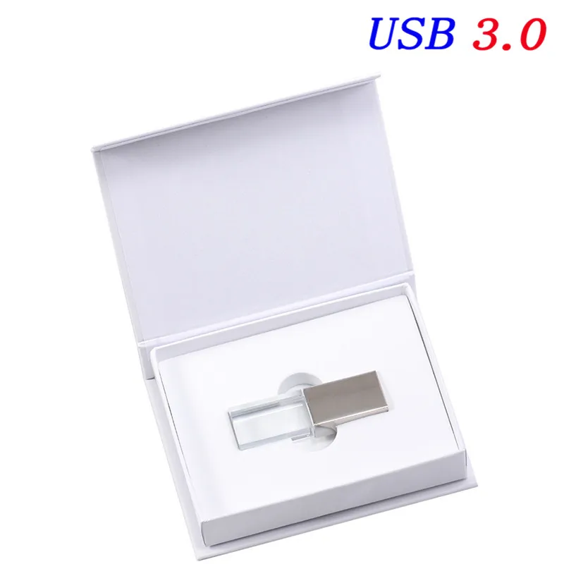 silver box JASTER USB 3,0 Кристалл Пользовательский логотип кристалл памяти флэш-накопитель с подарочной коробкой 4 ГБ 8 ГБ 16 ГБ 32 ГБ 64 ГБ(более 10 шт бесплатный логотип - Цвет: silver box