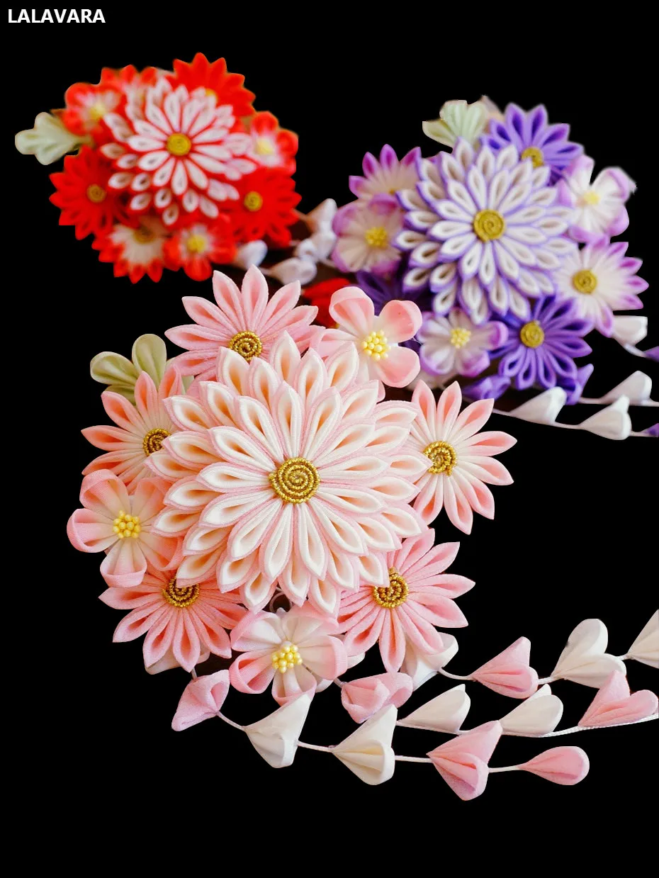 LALAVARA невесты Kanzashi заколки для волос традиционные японские kanzashi женские аксессуары для волос
