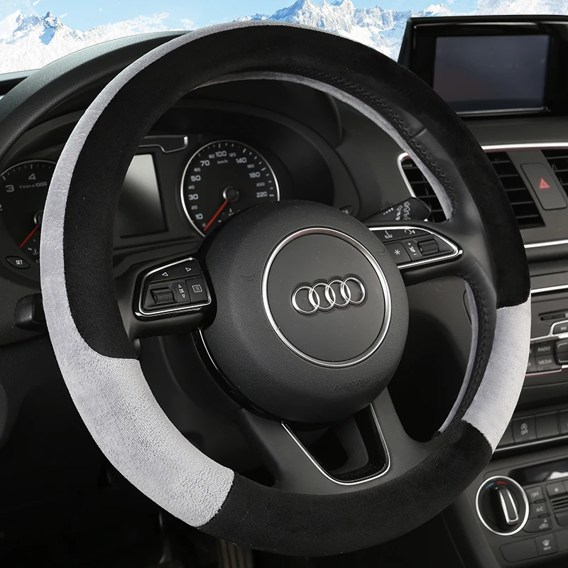 

Universal Car plush Steering-Wheel Covers Anti-slip Skidproof Durable 37-38CM/15" Dynamic Fibre Handmade Steering Wheel Cover