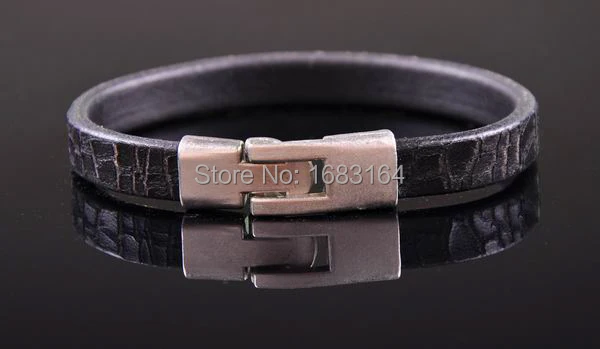 Браслет-манжета мужской из натуральной кожи черный ручной работы | Украшения и