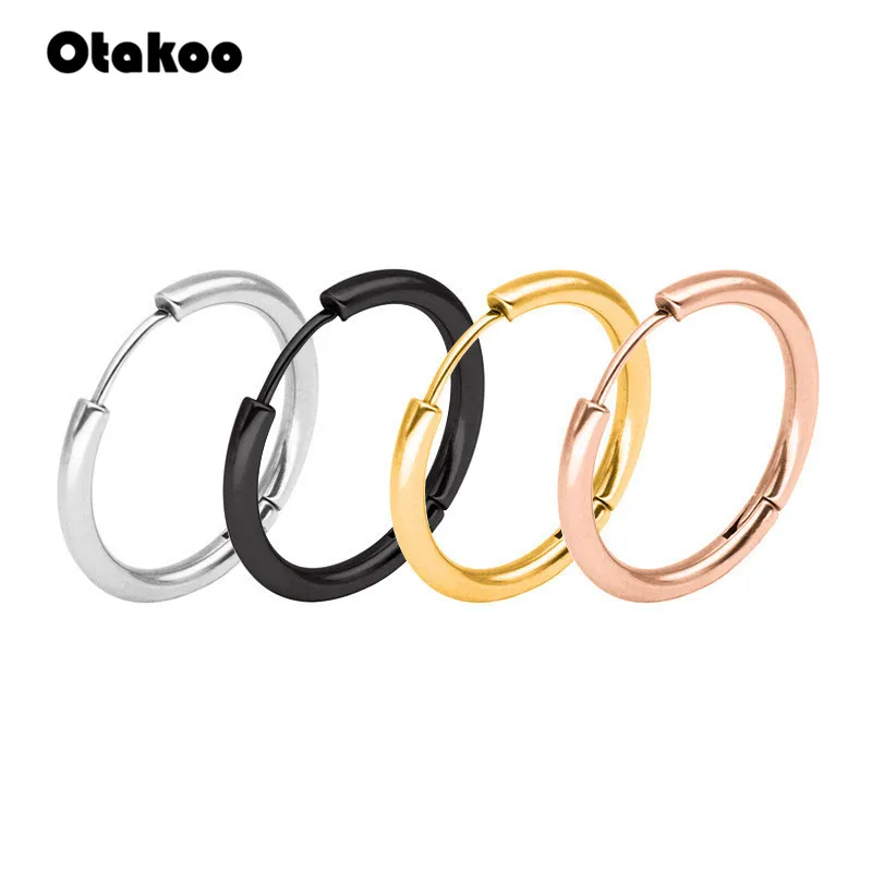 Otakoo, 1 пара, маленькие серьги-кольца, серебряные, нержавеющая сталь, круглые серьги-кольца для женщин, мужчин, ушное кольцо, клипсы, серьги Huggie, 10-20 мм
