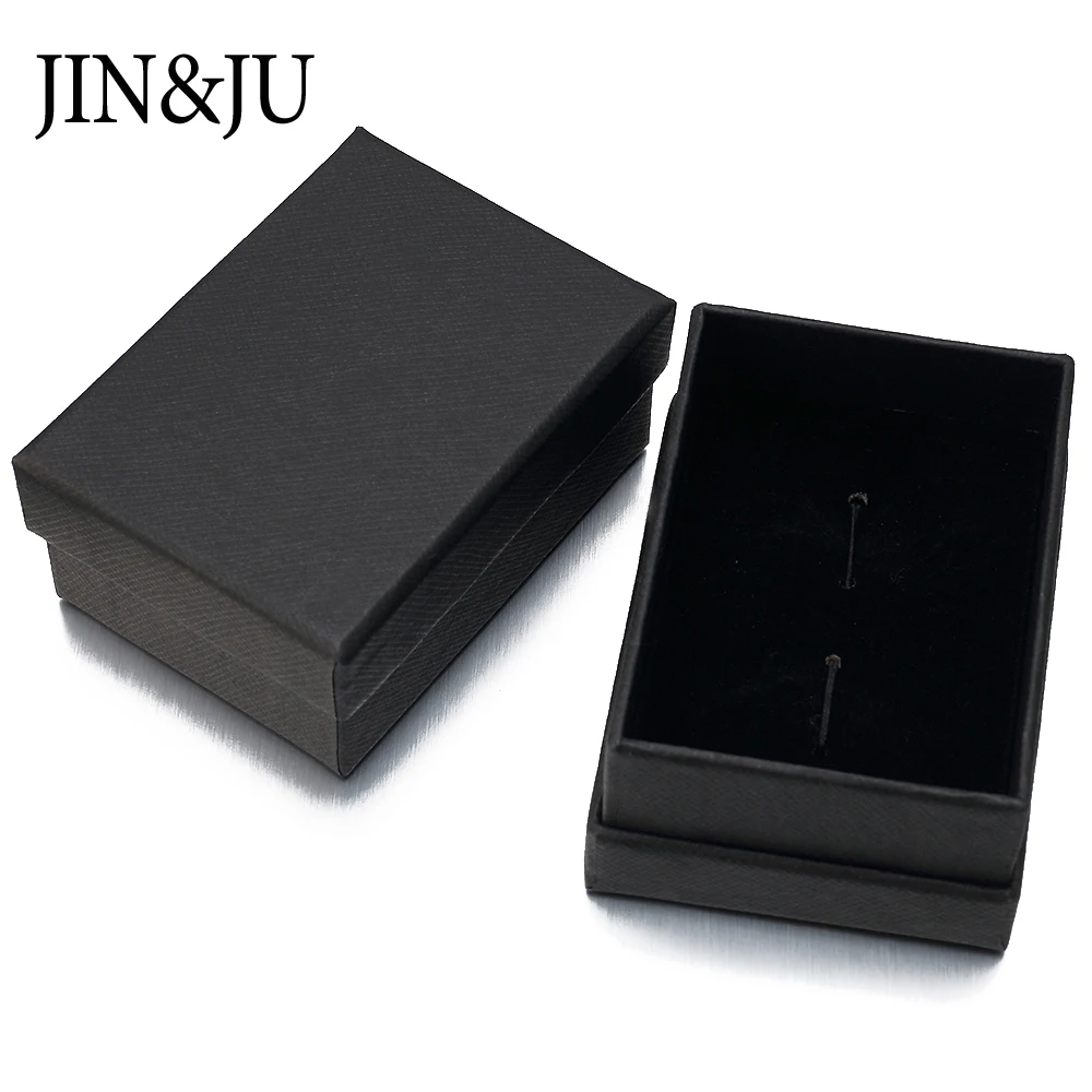JIN& JU черные бумажные коробки для запонок 30 шт./лот высококачественные тонкие линии черные матовые бумажные коробки для ювелирных изделий запонки чехол для переноски
