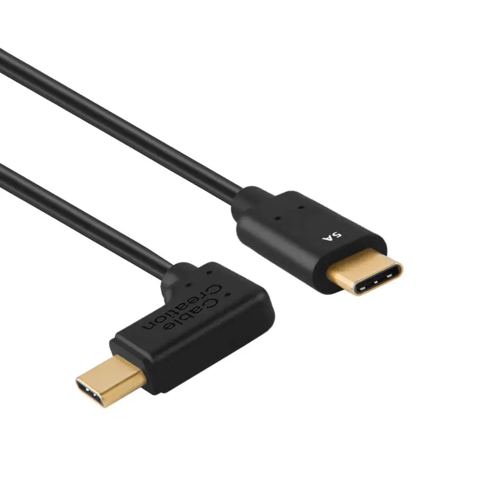 Фото Кабель CableCreation USB Type C (5A) черный на левый угол кабель для быстрой зарядки Поддержка Кабель CableCreation USB Type C (5A) черный на левый угол кабель для быстрой зарядки Поддержка