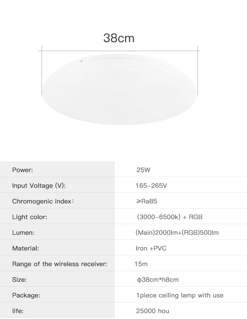 Современный светодиодный потолочный светильник 25 W Smart Remote Управление RGB затемнения Цвет Изменение лампа для гостиной Спальня AC165-265V