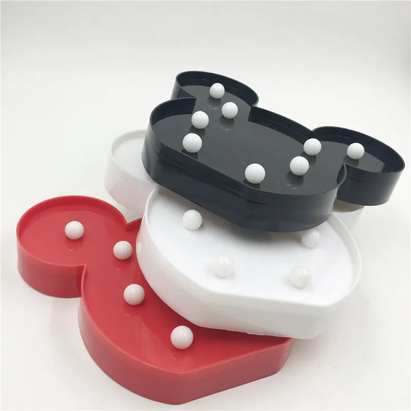3PCS Leedome 3D романтический лампа LED ночник Микки Стиль лампы шатер дома Рождество AA Батарея светодиодный ночник для домашнего декора - Испускаемый цвет: 3PCS