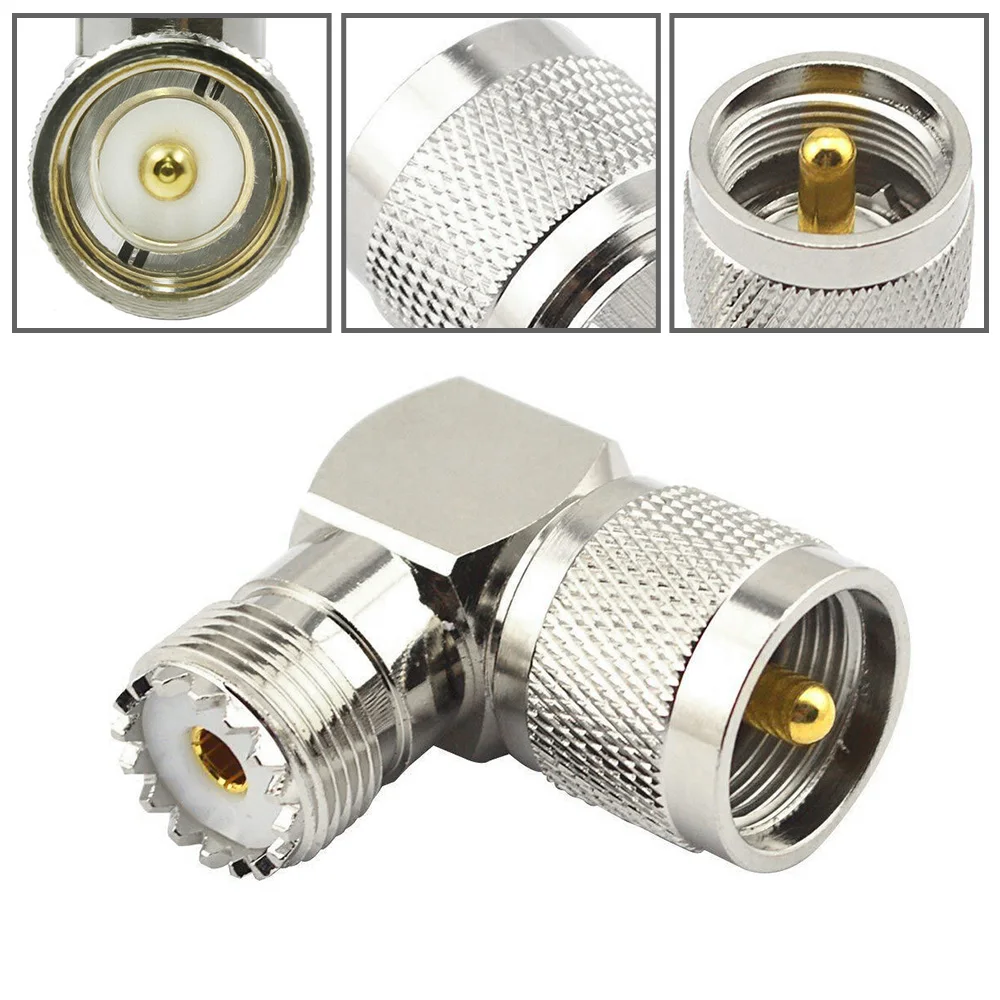 

1pcs Coaxial RF Adapter Revolution UHF Female PL259-SO239 Right Angle 90 Degree RF Connector Adapter