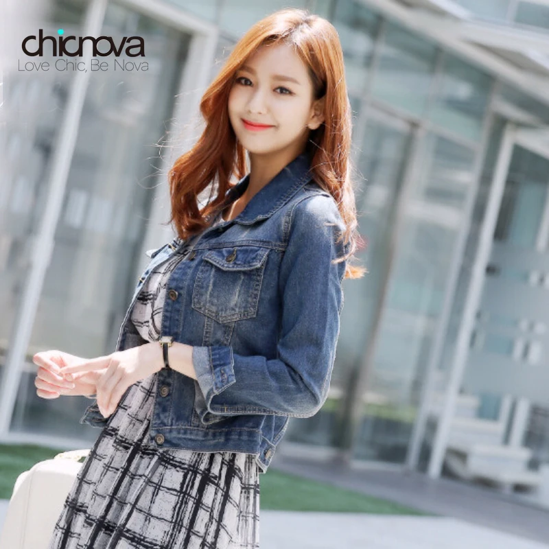 Женская джинсовая куртка с длинным рукавом в винтажном стиле | одежда