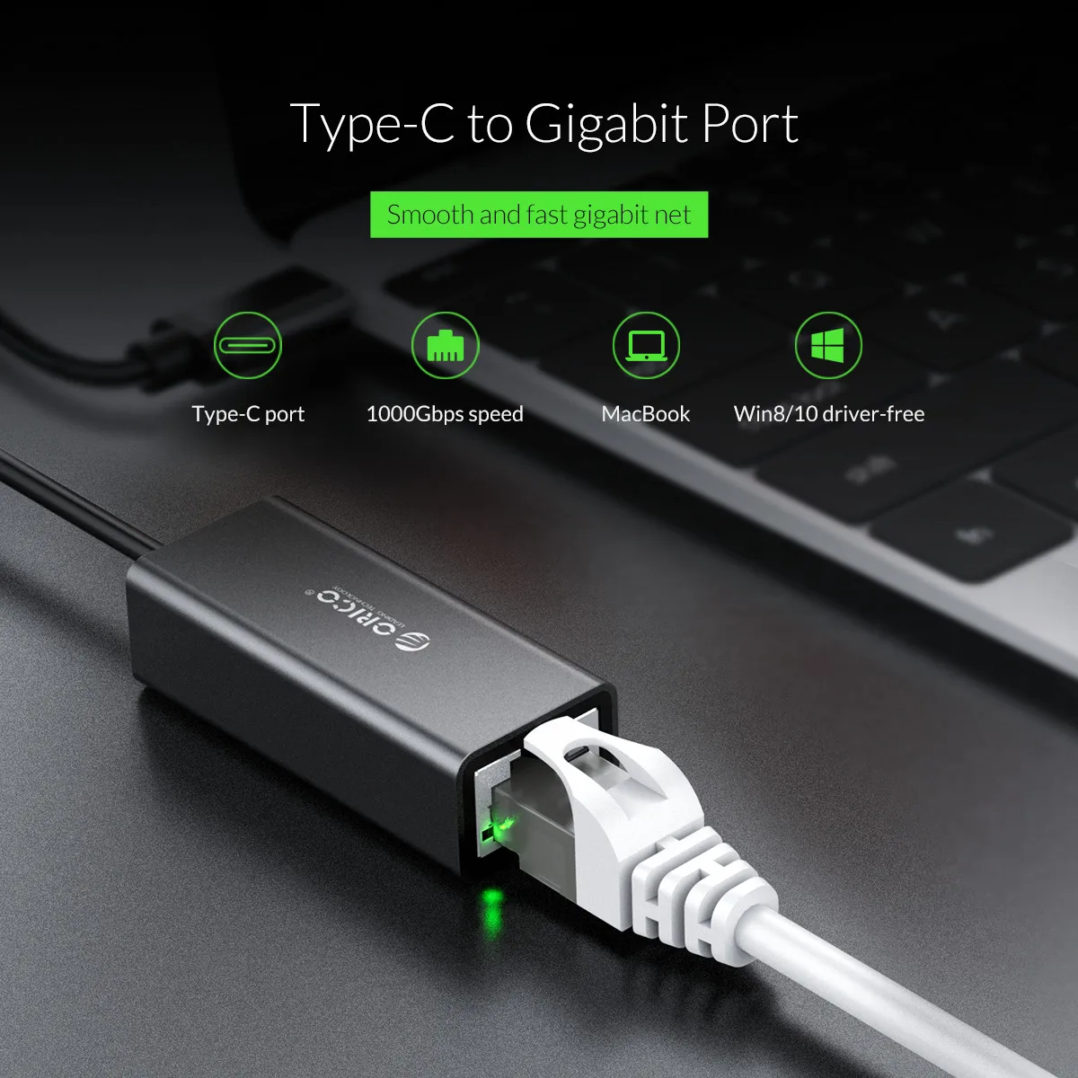 ORICO XC-R45 из алюминиевого сплава тип-c до 1000 Мбит/с гигабитный RJ45 Ethernet адаптер