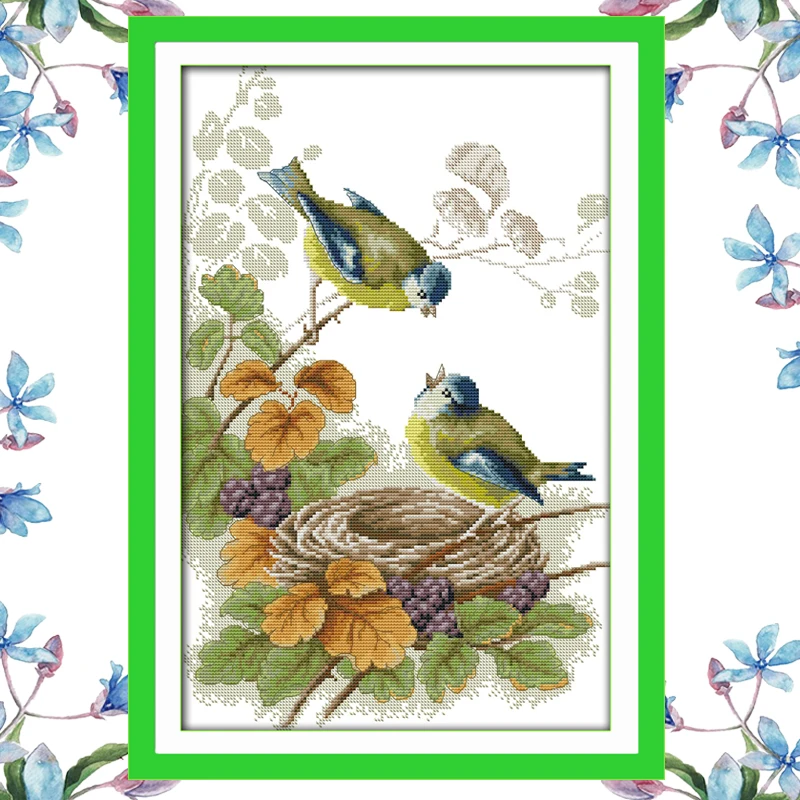 Набор для вышивки крестиком NKF с изображением весенних птиц и животных|cross stitch