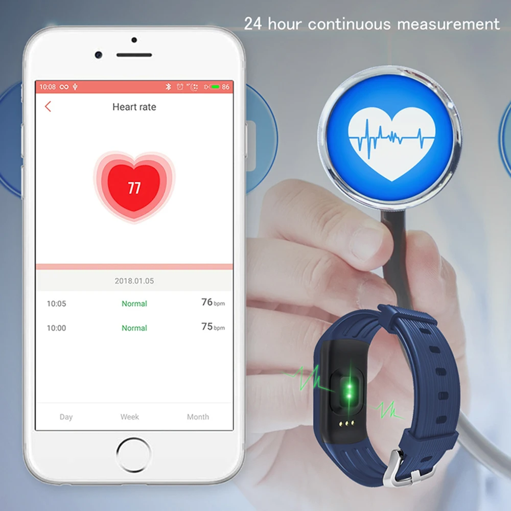 Смарт-браслет Bluetooth браслет сердечного ритма для фитнеса напоминание |