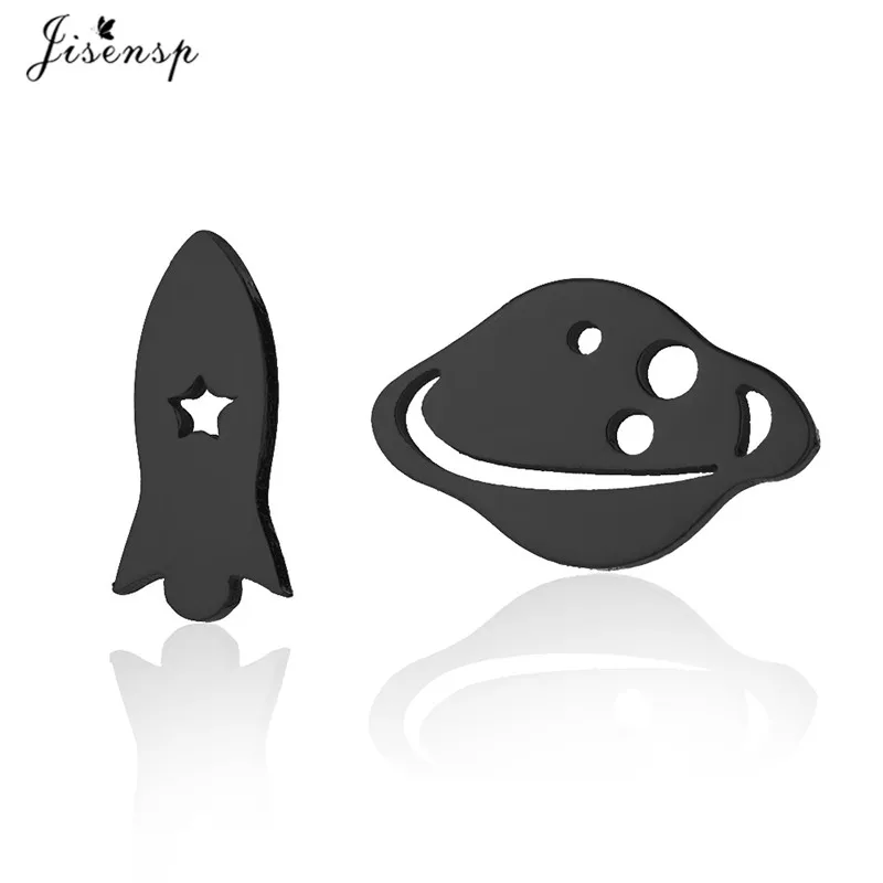 Jisensp новый дизайн асимметричная планета космический корабль серьги-гвоздики в