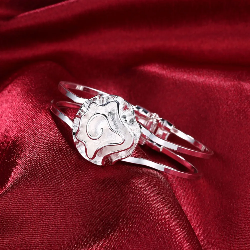 Fashion jewelry silver roses bangles Valentine's Day gift for woman good quality B012 | Украшения и аксессуары