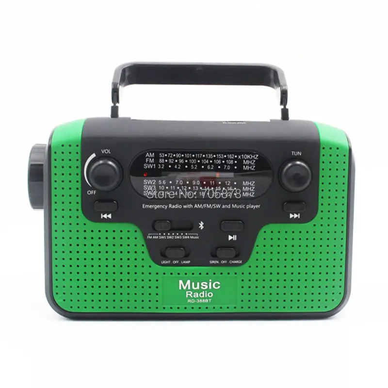 Многофункциональный Динамо FM/AM/SW1-SW4(TF карта) радио Ручной Солнечный радио Bluetooth динамик USB зарядное устройство для телефона светодиодный фонарик