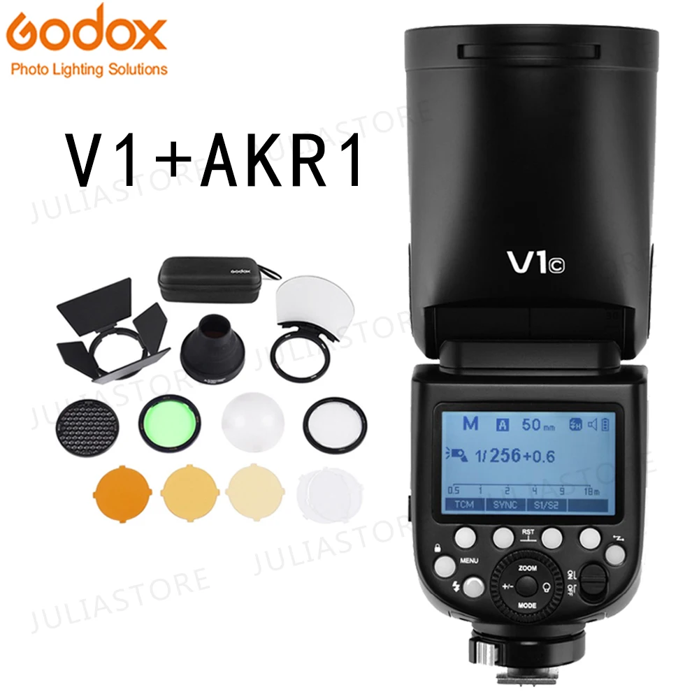 Вспышка Godox V1 V1C V1N V1S V1F V1O TTL 1/8000s HSS Speedlite + фотовспышка с диффузором для Canon Nikon Sony Fuji