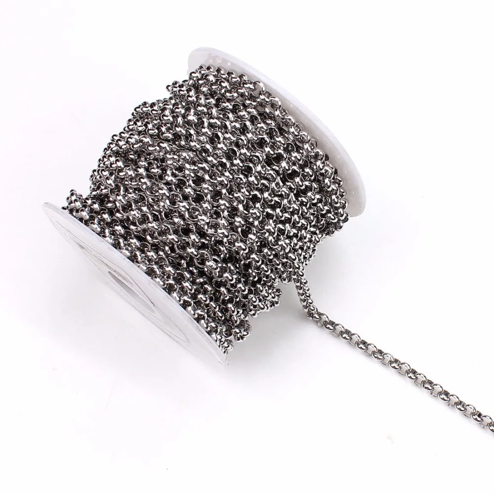 5 ярдов/упаковка нержавеющая сталь серебряный тон открытые цепи 2/4 мм цепочка для