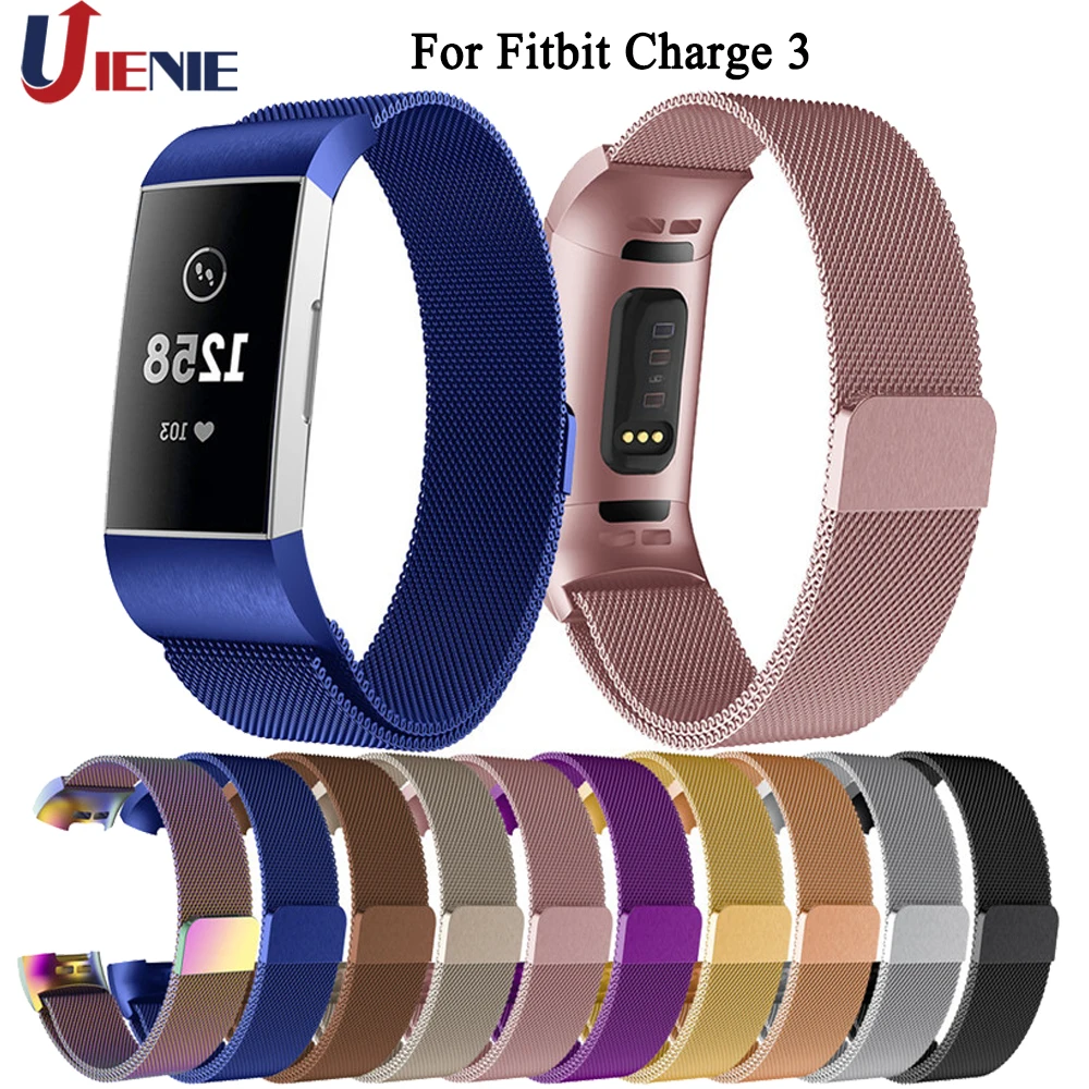 Для Fitbit Charge 3 Ремешки для наручных часов Ремешок умных браслет из нержавеющей