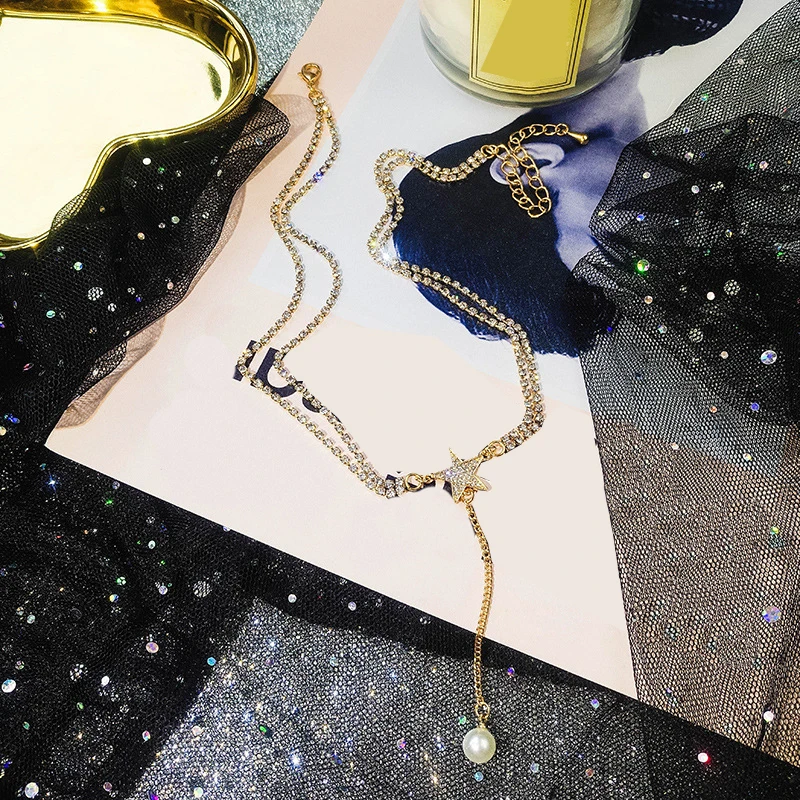 2019 г. Лидер продаж Кристалл Rhinestone колье звезда ключицы цепи Цепочки и ожерелья