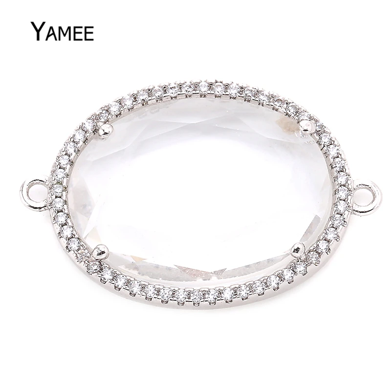 Овальный хрустальный кулон Yamee с поверхностью микро закрепкой кристаллом из