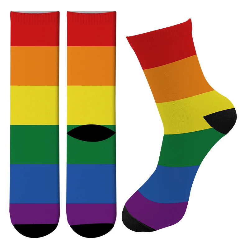 

Fashion 3D Printed Rainbow Crew Men's Socks Harajuku Colorful Funny Equation Long Socks Code Homosexual Love Women Tube Socks