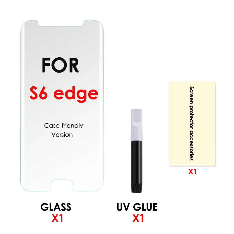 S6 edge and 1 Glue Akcoo S9 Plus защита экрана с УФ жидким клеем для samsung Note 8 Note 9 S8 Plus S6 S7 edge полная клеевая стеклянная пленка для экрана - Цвет: S6 edge and 1 Glue