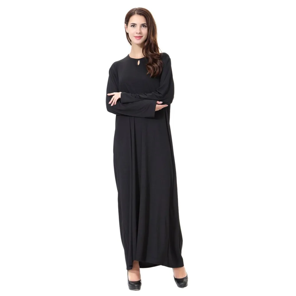 Women Formal Black Abaya Muslim Long Style Robe For Ladies Round Neck Islamic Dress Fashionable World Apparel 2018 New | Тематическая