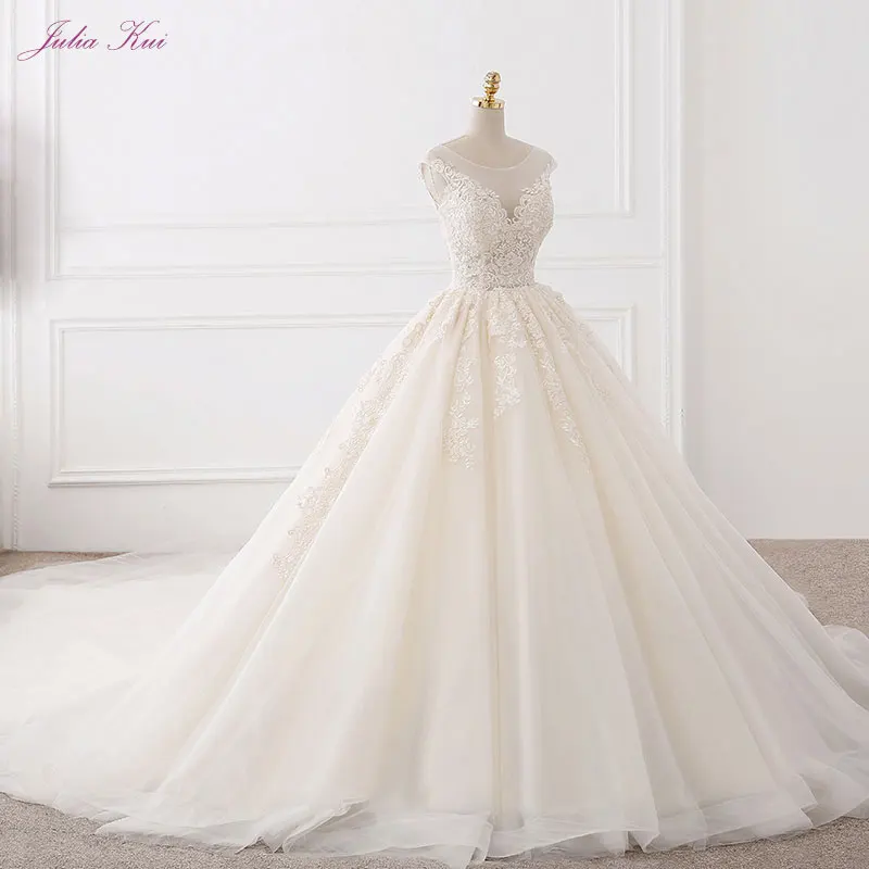 Свадебное платье с кружевной аппликацией и вышивкой из тюля|vestidos de novia|bridal gowngown