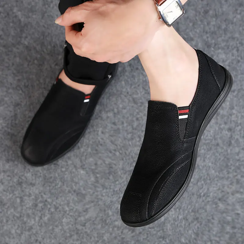 Men casual natural leather loafers boat shoes mocassin homme de luxe Fashion Slip On Driving Shoes Quality Soft | Обувь