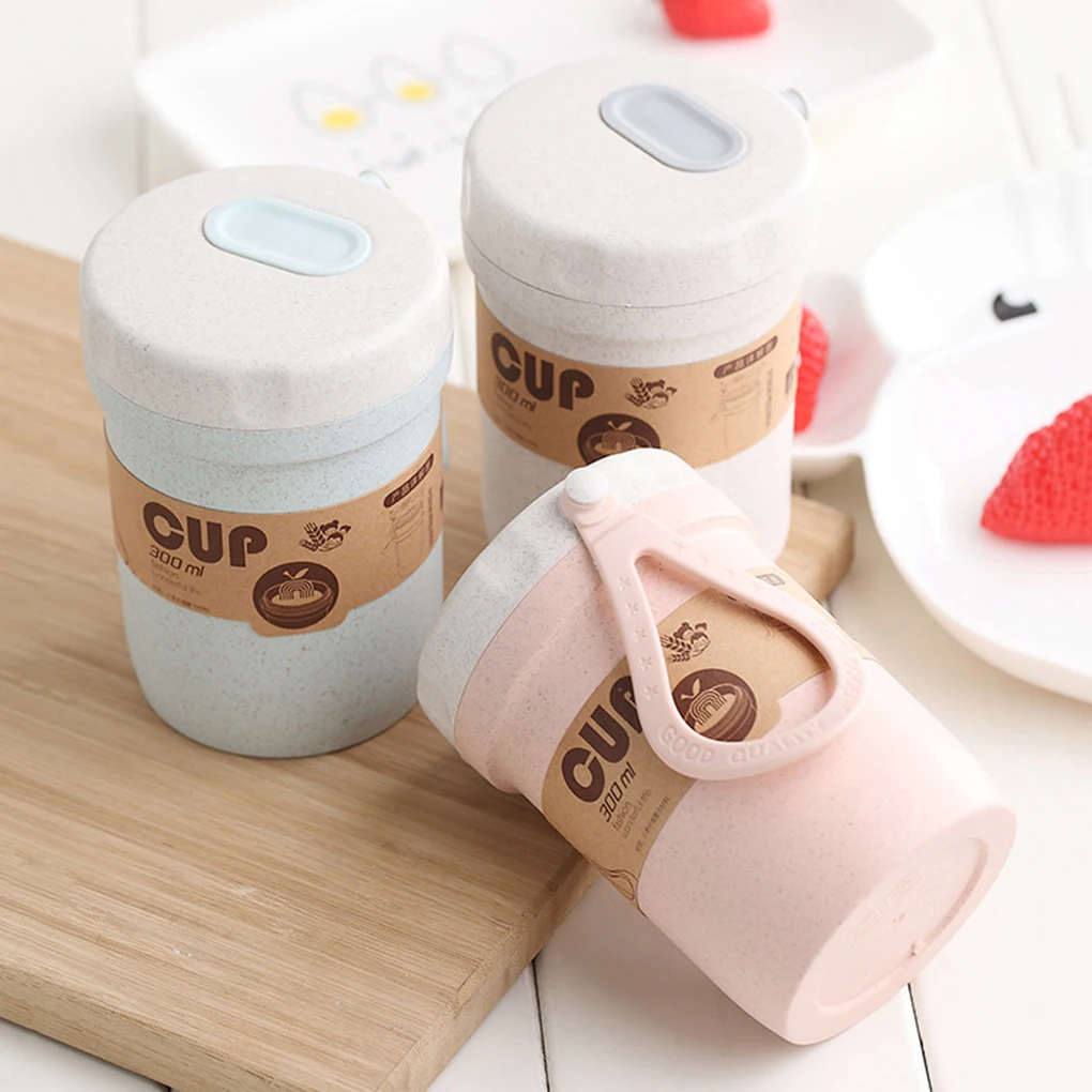 Портативная кружка из пшеничной соломы 300 мл с двойными стенками портативная