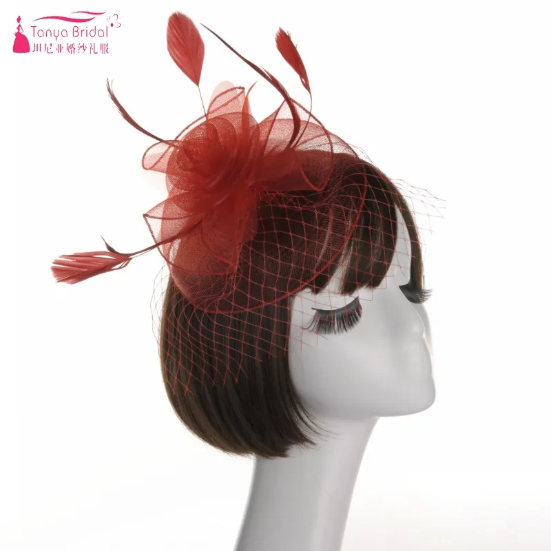

Elegant Flower Hats bridal Women's elegant hat Banquet Hat Feather Lady hair-accessories 9 Colors DQG222
