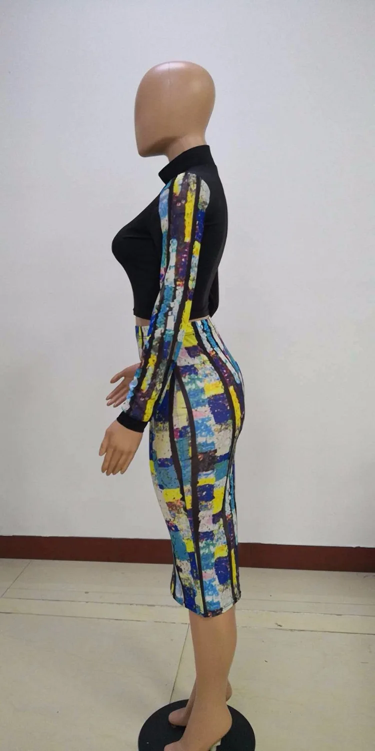 Комплект из 2 предметов с юбкой женский модный комплект двух принтом укороченный