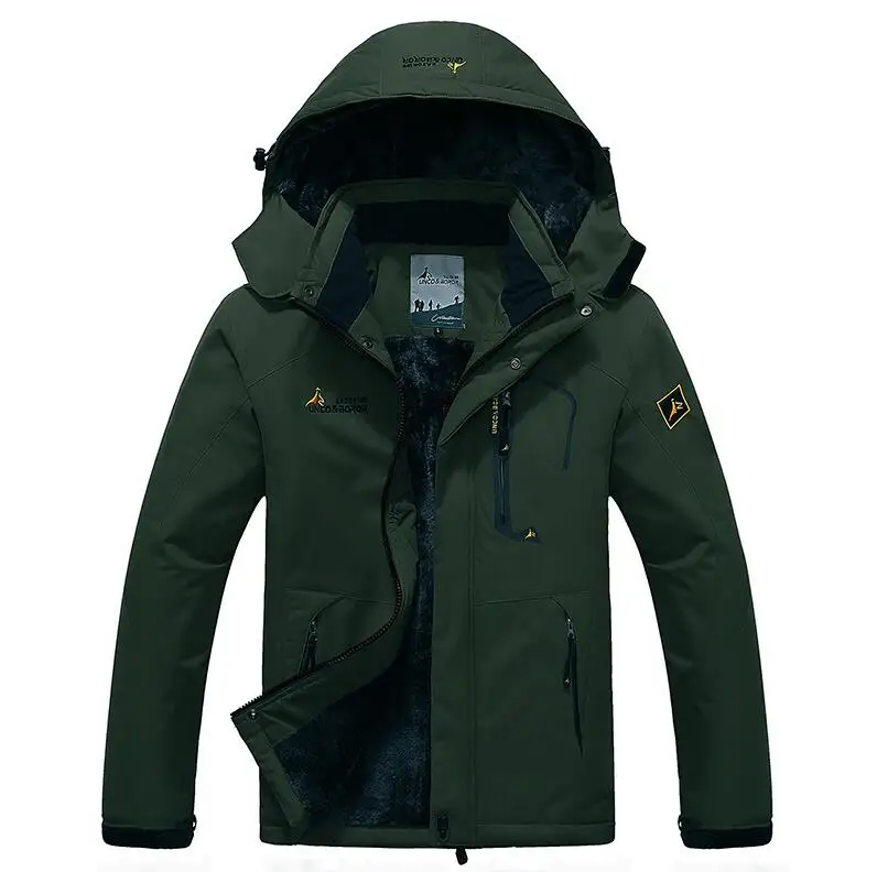 Army Green Мужская зимняя флисовая куртка, Мужская верхняя одежда, спортивная одежда, теплые Брендовые пальто, мужские парки, водонепроницаемая ветровка, термокуртки - Цвет: Army Green