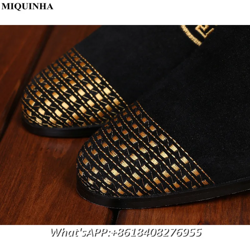 MIQUINHA Вышивка Обувь Мужчины Европейский Острым Носом Кожаной Обуви Туфли Человек