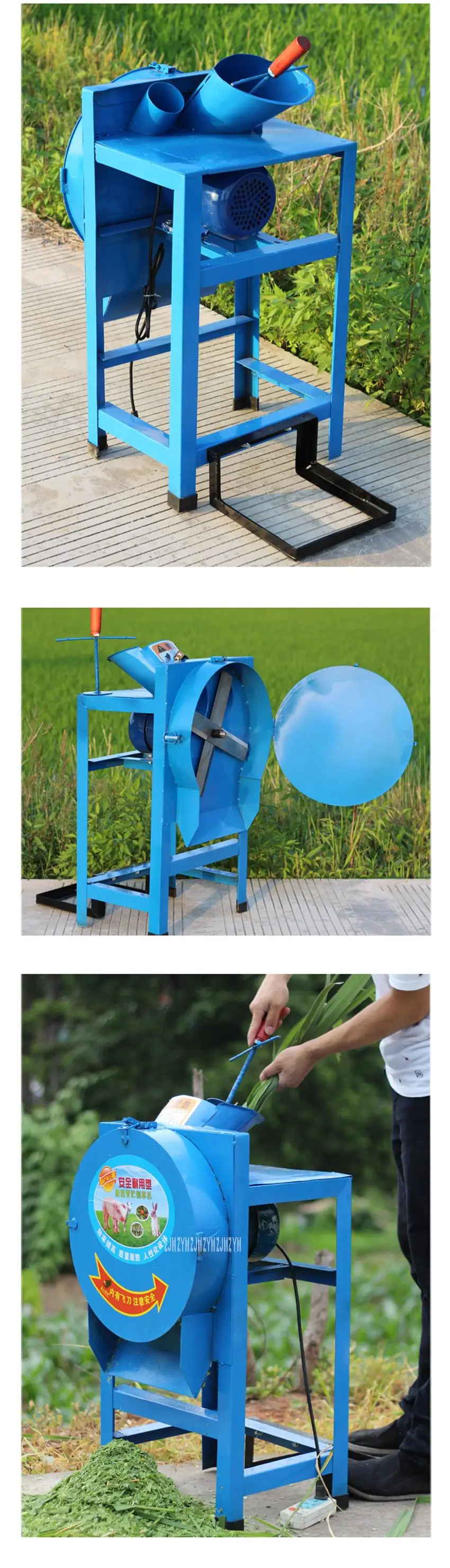 YK-6203 Agricultural Feed Processing Straw Silage Machine Electric Hay Cutter Household Hay Chaff Cutter Forage Crop Crusher