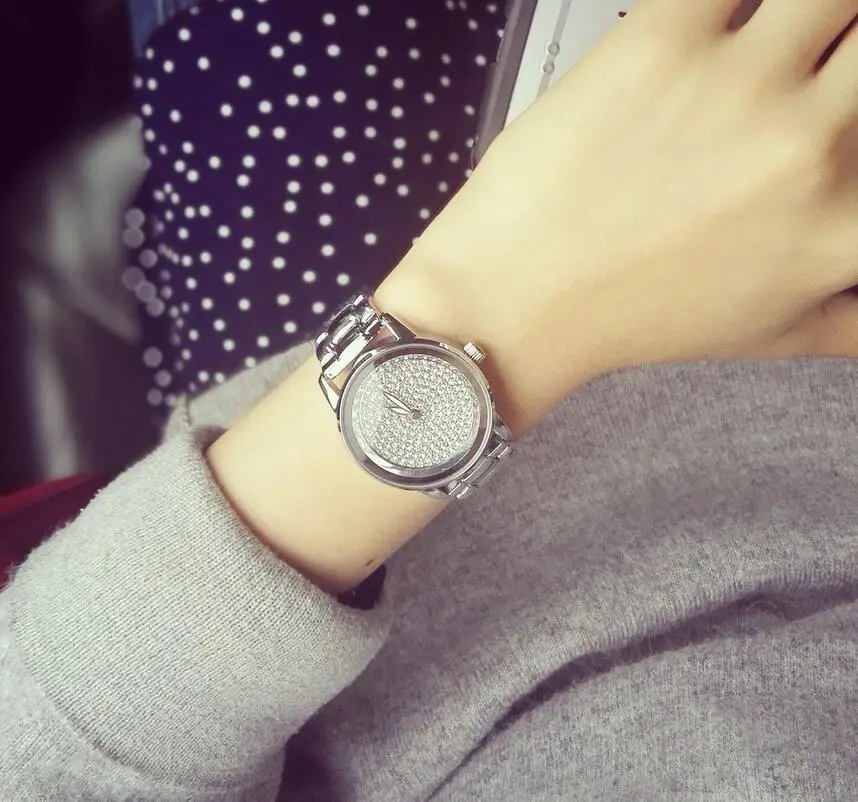 Элегантные женские часы со стразами моды стали винтажные dresswatch кварцевые