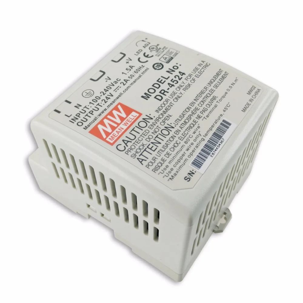 Оригинальный блок питания MEAN WELL DR-4524 2 А 24 В 48 Вт с монтажом на DIN-рейку одним