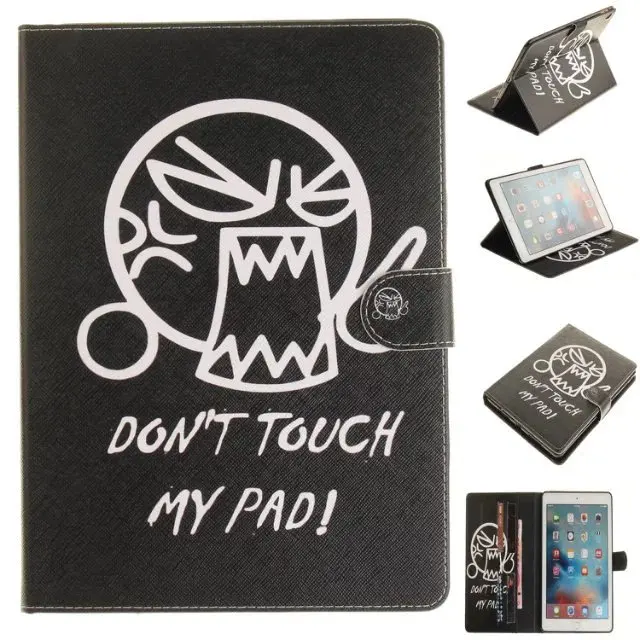 Чехол для планшета coque iPad 9,7 A1893 чехол умный чехол для iPad 9,7 дюймов A1822 A1823 релиз с держателем для карт+ ручка - Цвет: Черный