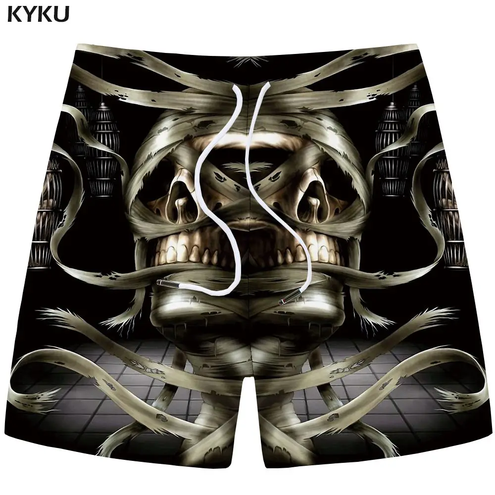 Mens Shorts 19 KYKU шорты с черепом, мужские повседневные шорты, пляжные механические джоггеры, серые мужские шорты-карго с 3d принтом, летние модные мужские шорты - Цвет: Mens Shorts 19