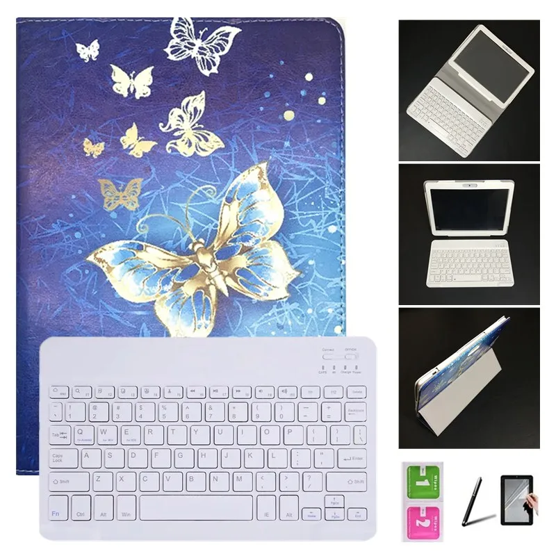 Аксессуары для PIXUS Vision Blast 10,1 дюймов Tablet_3-Folded чехол+ тонкая клавиатура Bluetooth+ стилус+ пленка для экрана+ салфетки