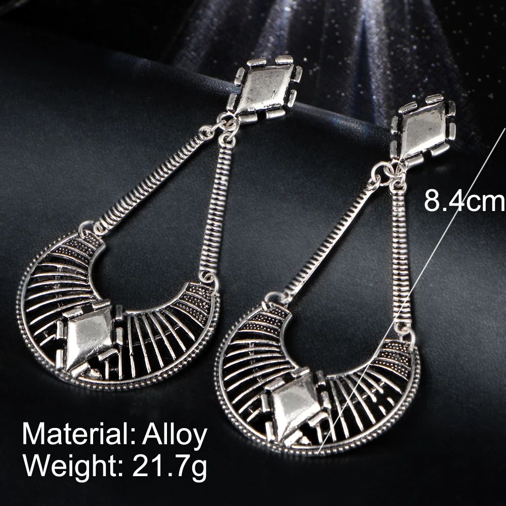 IF ME Retro Tibet Sector Hollow out Silver Color Drop Earrings for Women Antique Dangles Brincos Jewelry Female | Украшения и