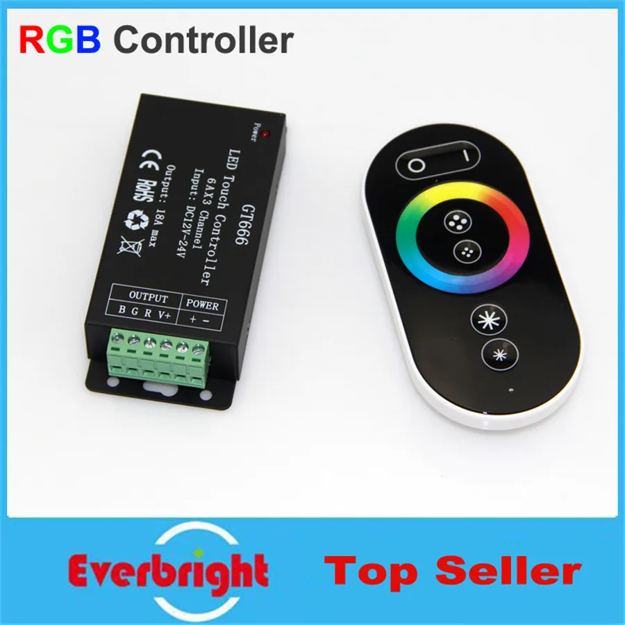 DC12 24V GT666 RF IR remote Touch RBG светодиодный контроллер 6 АКС 3 канала для светодиодной