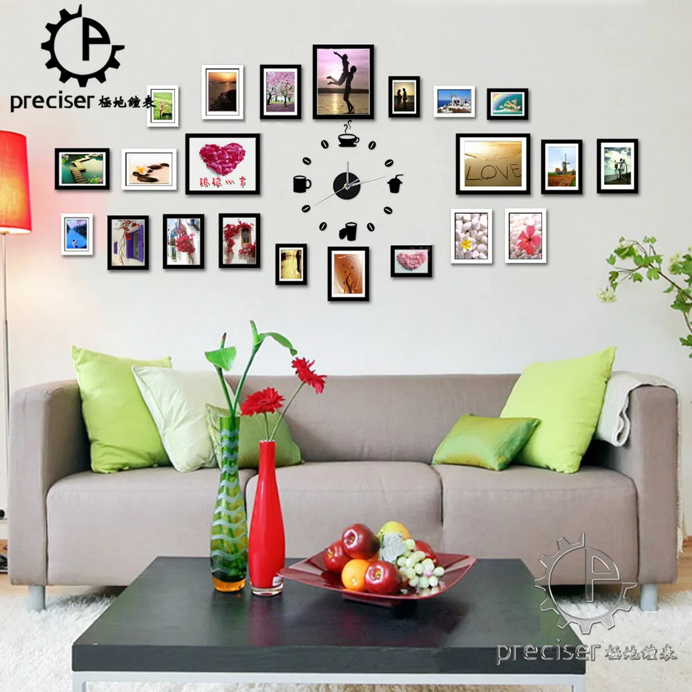 Coffee Cups Beans 3D DIY Wall Clock Acrylic Stickers Quartz Modern Home Decoration Retro Kitchen Wall Clock