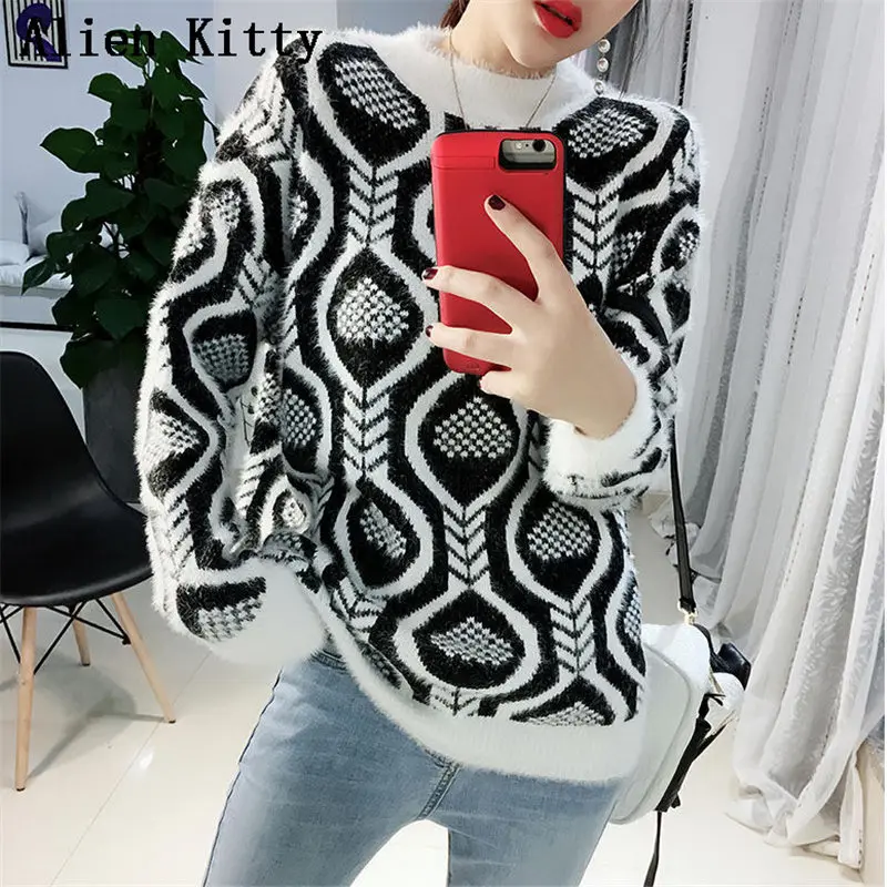 Alien Kitty Winter Simple Pullover High Quality Elegant Sweater Outwear Stylish New Loose Casual Fresh Knitted Thicken All-Match | Женская