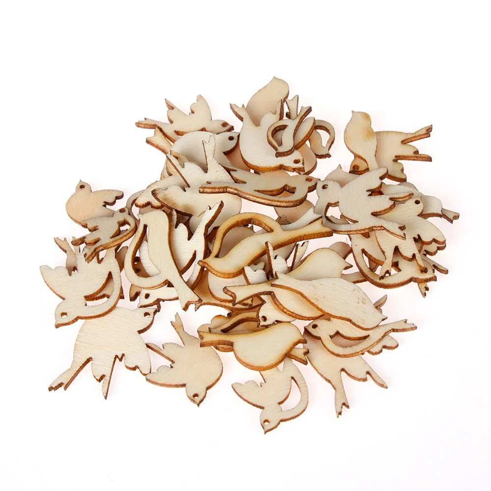 50Pcs/set 2019 New Wooden Craft Scrapbooking Handmade Mixed Birds Shape Slices Decoration Embellishments DIY Home Decor Crafts | Дом и сад