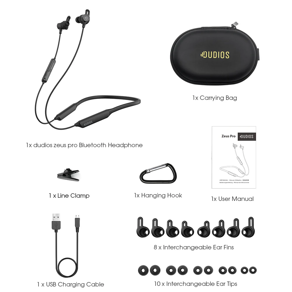 Беспроводные наушники Dudios с Bluetooth, шейным ремешком ATPX, глубокими басами, Bluetooth наушники IPX7 CVC6.0, 16 часов воспроизведения, беспроводные наушники